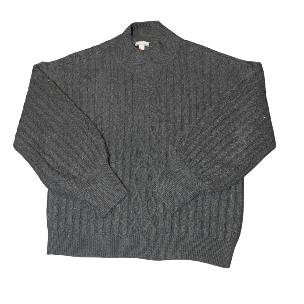 Vince Camuto Cable Knit Sweater Mock Neck Oversized Brown Size L